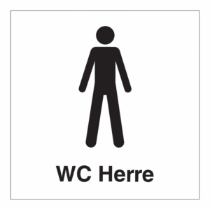 Informasjonsskilt: "WC herre" m/tekst