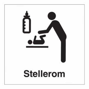 Informasjonsskilt: "Stellerom" m/tekst