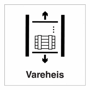 Informasjonsskilt: "Vareheis" m/tekst