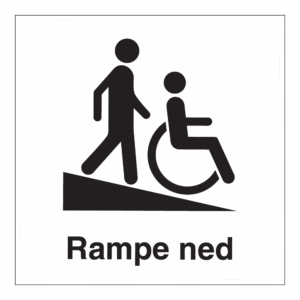 Informasjonsskilt: "Rampe går ned" m/tekst
