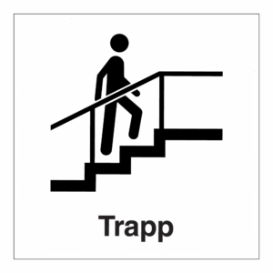Informasjonsskilt: "Trapp 2" m/tekst