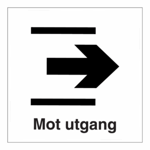 Informasjonsskilt: "Mot utgang 2" m/tekst