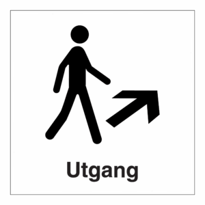 Informasjonsskilt: "Utgang retning" m/tekst