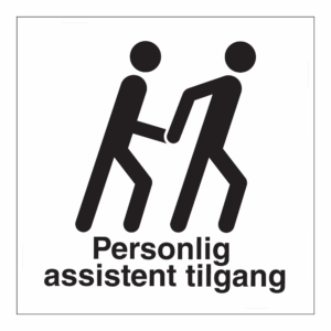 Informasjonsskilt: "Personlig assistent tilgang" m/tekst