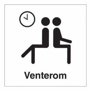 Informasjonsskilt: "Venterom" m/tekst