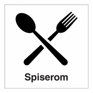 Informasjonsskilt: "Spiserom" m/tekst