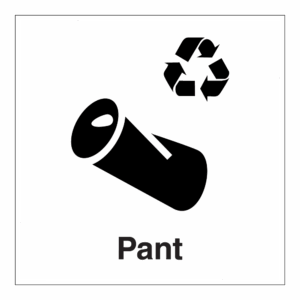 Informasjonsskilt: "Resirkulering pant" m/tekst