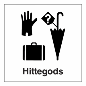 Informasjonsskilt: "Hittegods" m/tekst