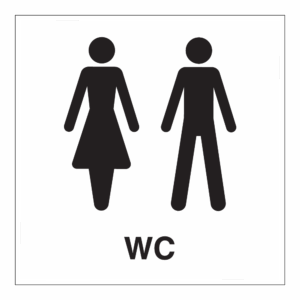 Informasjon klistremerke: "WC" m/tekst