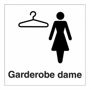 Informasjon klistremerke: "Garderobe dame" m/tekst