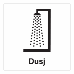 Informasjon klistremerke: "Dusj" m/tekst