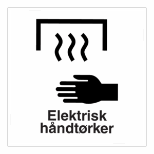 Informasjon klistremerke: "Elektrisk håndtørker" m/tekst