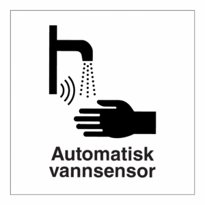 Informasjon klistremerke: "Automatisk vannsensor" m/tekst