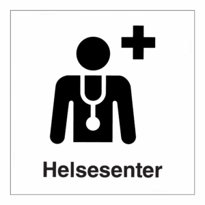 Informasjon klistremerke: "Helsesenter" m/tekst