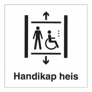 Informasjon klistremerke: "Handicap heis" m/tekst