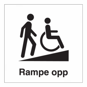 Informasjon klistremerke: "Rampe går opp" m/tekst