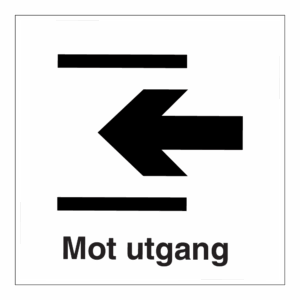 Informasjon klistremerke: "Mot utgang 1" m/tekst