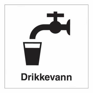 Informasjon klistremerke: "Drikkevann" m/tekst
