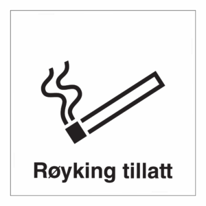 Informasjon klistremerke: "Røyking tillatt" m/tekst