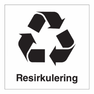 Informasjon klistremerke: "Resirkulering" m/tekst