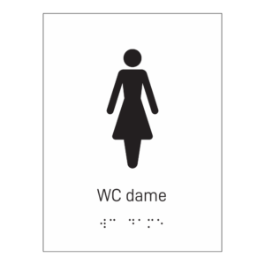 Informasjonsskilt: "WC dame" m/ taktilt trykk