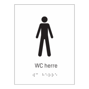 Informasjonsskilt: "WC herre" m/ taktilt trykk