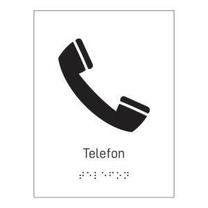Informasjonsskilt: "Telefon" m/ taktilt trykk