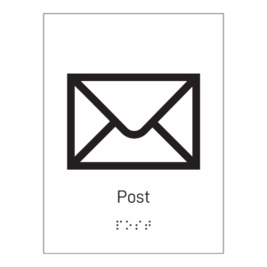 Informasjonsskilt: "Post" m/ taktilt trykk