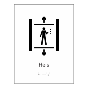 Informasjonsskilt: "Heis" m/ taktilt trykk