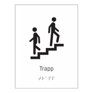 Informasjonsskilt: "Trapp 1" m/ taktilt trykk