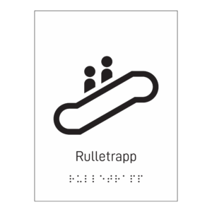 Informasjonsskilt: "Rulletrapp" m/ taktilt trykk