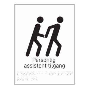Informasjonsskilt: "Personlig assistent tilgang" m/ taktilt trykk