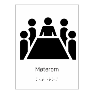 Informasjonsskilt: "Konferanse / møterom" m/ taktilt trykk