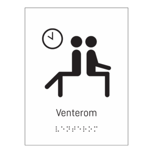 Informasjonsskilt: "Venterom" m/ taktilt trykk