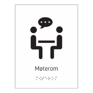 Informasjonsskilt: "Møterom" m/ taktilt trykk