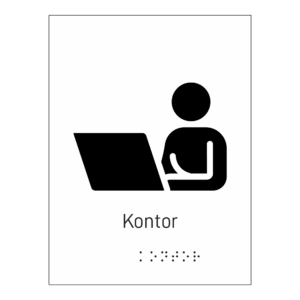 Informasjonsskilt: "Kontor" m/ taktilt trykk