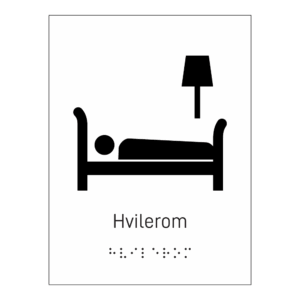 Informasjonsskilt: "Hvilerom" m/ taktilt trykk