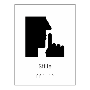 Informasjonsskilt: "Stille" m/ taktilt trykk