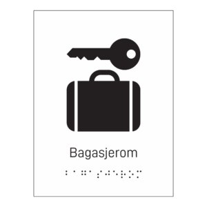 Informasjonsskilt: "Bagasjerom" m/ taktilt trykk