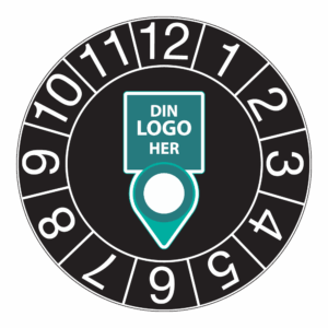 Kontrollmerker: Kontrollert m/ måned, Sort. Med logo