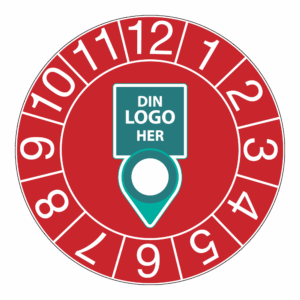 Kontrollmerker: Kontrollert m/ måned, Rød. Med logo
