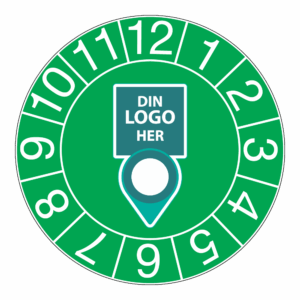 Kontrollmerker: Kontrollert m/ måned, Grønn. Med logo