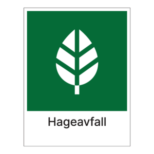 Kildesortering klistremerke: "Hageavfall" m/tekst under