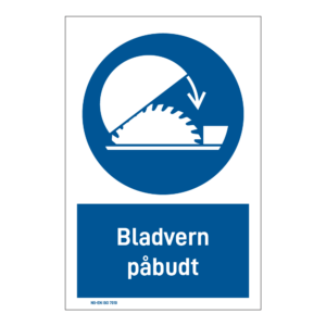 Påbudsskilt: "Bladvern påbudt" m/tekst under